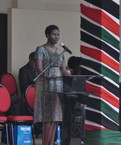 A South Sudan representative giving a speech during World Refugee Day celebrations in Nairobi, Kenya.